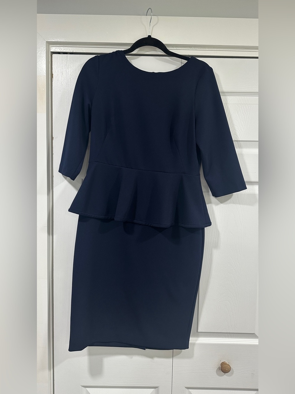 Calvin Klein Navy Peplum Sheath Dress